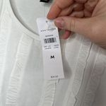 Ann Taylor  White Cotton Blend Sleeveless Ruffle Front Business Casual Top Size M Photo 7