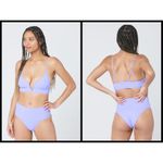 l*space πL*π Pointelle Rib Bikini Set ~ Gizelle Top + Desi Bottom ~ Purple M NWT Photo 4
