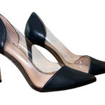 BCBGeneration Black Leather Lania Pointed Clear Stiletto Heels Size 8.5 Photo 0