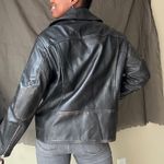 ZARA  Washed out Black Distressed Faux Leather Moto Jacket Size Large Photo 3