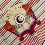 Vintage Gim Renoir Scarf Accessorize Sword Red Cream Black Printed Crest Photo 2