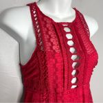 Free People Dress Womens Size 2 Cherry Red Crochet Mini Holiday Date Valentines Photo 2