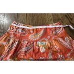 CHAPS Orange Paisley Tiered Boho Gypsy Peasant 100% Cotton Skirt Lined Size S Photo 2