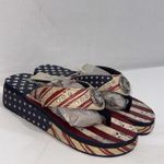 Montana West  Wedge American Flag Rhinestone Women’s Patriotic Flip Flops Size 10 Photo 1
