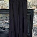 Black Wide Leg Tiered Tie Front Solid Stretchy Waist Pants Size undefined Photo 3