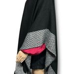 Time and Tru Womens Poncho Sweater Open Front Fringe Hem Black White One Size Size undefined Photo 9