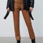 ZARA Brown Leather Pants Photo 0