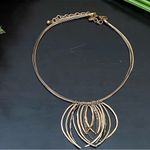 Chico's CHICO’s Brass-tone Multi-strand Micro Cable Fringe Gunmetal Rhinestones Necklace Photo 2