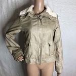 Fur Lined Tan Leather Jacket Brown Photo 0