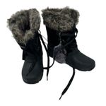 Khombu  Size 9 Boots Black Leather Lace Up‎ Faux Fur Side Zip Winter Mid Calf NWT Photo 0