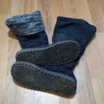 A La Mode Muk Luks 6 Knit Button Up Sweater Boots in Dark Navy Blue Photo 2