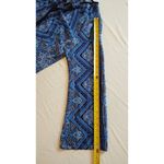 Nine West Blue/Black & white semi sheer Tunic Blouse neck tassel size Large Photo 9