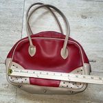 Tosca Blu Leather Purse Handbag Made In Italy red Tan Perforated Corners‎ Photo 2