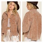 POL Frayed Hem Vintage Inspired Teddy Bear Brown Cropped Corduroy Jacket S Photo 1