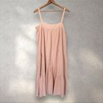 Jenni Kayne Jenni‎ Kayne Seersucker Summer Midi Dress Blush Tan Gauzy Sleeveless Sz XL Photo 4