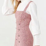 Forever 21 Junior's Red Plaid Sleeveless Overall Tweed Dress Size L Photo 0