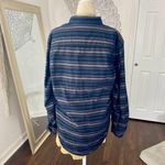 Perry Ellis  Early 2000's Navy Blue Striped Soft Grunge Button Up Blouse M Photo 4