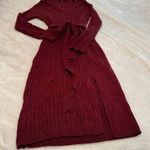 Merokeety Burgundy V-Neck Cable Knit Sweater Dress NWT Size L Photo 0