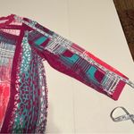 Bob Mackie  Womens SZ 1X Pink Blue Long‎ Sleeve Cardigan Sweater Full Art To Wear Photo 7