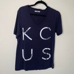 Baldwin KCUS Navy Blue V Neck T Shirt Distressed Tropical Sz Medium Photo 4