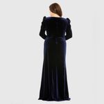 Mac Duggal  68437 Midnight Blue Velvet Long Sleeve Gown 14W Photo 1