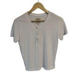 Chaser  Shirt Women's XS Quarter Button White Short Sleeve Blouse Top Photo 0