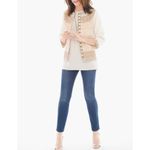 Chico's Women’s Embellished Jacket Tan Beige Embroidered 3/4 Sleeves Size 2 Photo 1