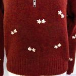 Madewell embroidered Enfield Half-Zip Sweater, XS, color:Heather Brick Photo 7
