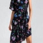 Shoshanna Midnight Gia One Shoulder Silk Floral Dress, Black Size 8 Retail $595 Photo 0