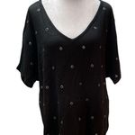 Torrid Vintage Black Short Sleeve Loosely Knit Back & Cutout Metal Circle Front Photo 0