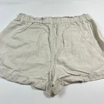 Aerie Light Beige Tan Lightweight Stretch Waist Paper Bag Pull On Shorts Large L Photo 3