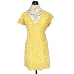 Harper Heritage Womens Dress Size Medium Yellow Floral Wrap Ruffle Mini V Neck Photo 1
