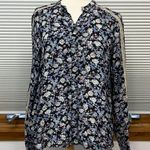 Free People  Blue Floral Print Long Sleeve Shirt Size XS Photo 1