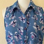 Attention Floral blue chiffon button top Size Large Photo 5