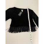 EXPRESS Vintage 2000s Vtg y2k  Black 3/4 Sleeve Fringe Crop Top S NWT Western Photo 4