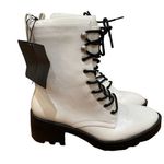 Forever 21  Faux Leather Lace Up Combat Boots White and Black Size 5.5 Photo 0
