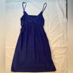 AQUA  Mini Silk Blue dress, v-neck,‎ sleeveless, elastic high waist, size Medium Photo 8