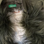 United Colors Of Benetton Puffer Vest – Size Small – Faux Sherpa Fur Hood Photo 1