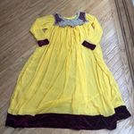 Yellow Chiffon Indian Anarkali Dress Red Velvet Trim Beaded M Size M Photo 0