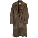 Mango MNG  Genuine Leather Suede Trench Coat Belted Taupe Double Breasted Photo 3