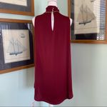 Tyche NWT  Burgandy Silky Ruffle Neck Sleeveless Dress Large L Photo 3