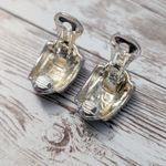 Vintage Clip On Earrings Curved Chunky 1" Statement Silver Photo 9