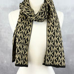 Michael Kors Knit Scarf Preppy Monogram Logo Clean Girl Contemporary Urban Luxe Tan Photo 0