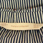 ZARA  Trafaluc Blue Red Floral Embroidered Striped Button Down Shirt Top Size L Photo 4
