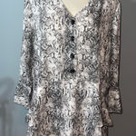Ophelia Roe  v-neck snakeskin 3/4 sleeve flowy blouse top shirt woman’s XL Photo 0