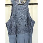 Lulus  Dress Womens Small Navy Blue Lace Bodice Chiffon Maxi Formal Evening Gown Photo 2