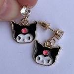Sanrio Kuromi hello kitty rhinestone stud earrings cute anime gift new Photo 2