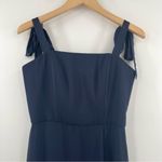 DESSY COLLECTION Dress Tie Chiffon Bridesmaid Gown Maxi Prom Navy Bridal SZ 4 Photo 8