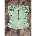 Body Central  ~Size Medium Junior's ~ Teal Crop Top ~ Padded Ruffles Zips Up Back Photo 1