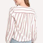 J.O.A. Red & White Stripe Tie Front Long Sleeve Top Women's Size Medium Photo 5